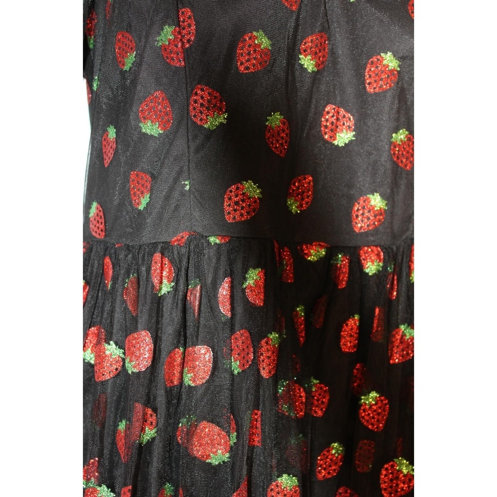 Hot Topic Strawberry Mesh Dress Indie Fairycore Tulle Y2K Ethereal Glitter SZ Sm - Picture 6 of 13